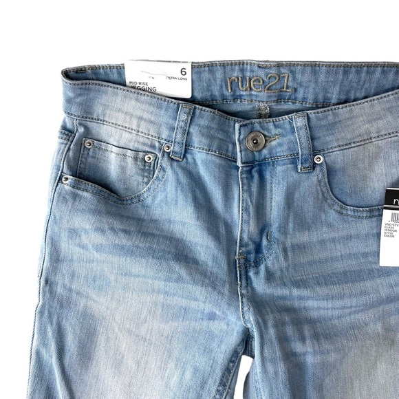 NWT Rue21 Women’s size 6 Mid Rise Jegging Skinny Jeans 28 x 34 Light Wash long - Picture 3 of 8